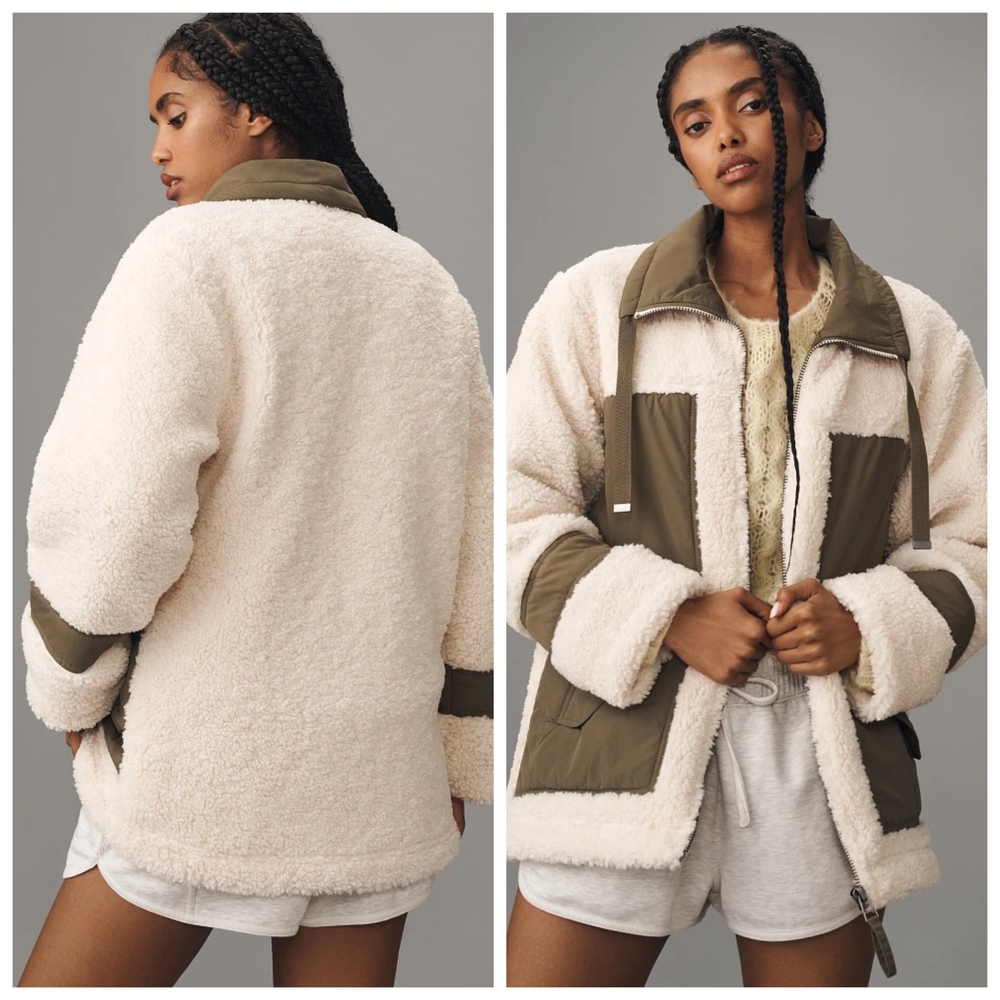 Pilcro Anthropologie Mixed Sherpa Anorak Jacket - Picture 1 of 5